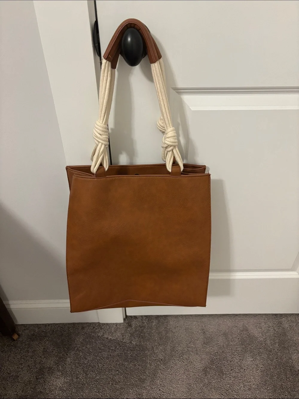 Universal Thread Brown Tote with Cream Rope Handles